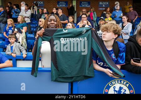 London, Großbritannien. September 2024. London - während eines Freundschaftsspiels in der Saison 2024/2025. Das Spiel findet am 7. September 2024 in London statt, wo Chelsea F.C. Women gegen Feyenoord V1 in Kingsmeadow ausgetragen wird. Credit: Box to Box Pictures/Alamy Live News Stockfoto