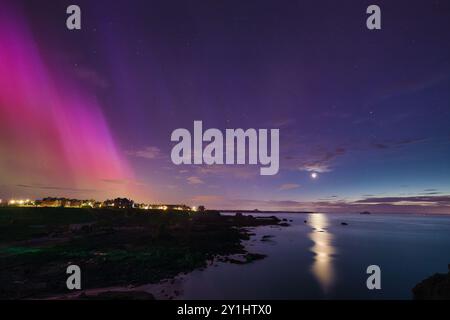 Aurora Borealis Über Der Küste Von North Berwick, Schottland Stockfoto