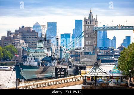 Tower Bridge und Themse Waterfront in London View, Hauptstadt von Großbritannien Stockfoto