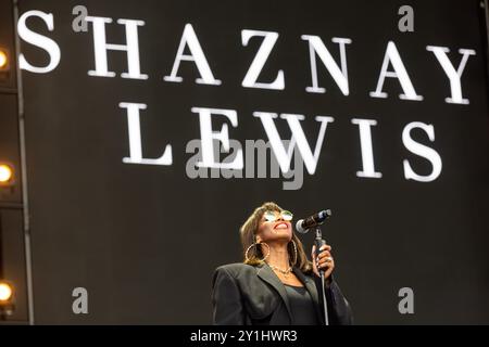 Shaznay Lewis trat bei BBC Radio 2 in the Park, Preston auf. Quelle: Craig Hawkhead/Alamy Live News Stockfoto