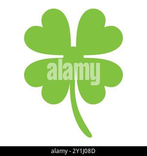 St. Patrick's Day. Dreiblättriges Glück, grünes Kleeblatt Vektorsymbol. Glücks- und Glückskonzept. Viel Glück. Kleeblatt und Symbol. Vierblättrig . Stock Vektor