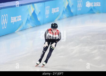 7. FEBRUAR 2022: Peking, China: Xandra Velzeboer aus den Niederlanden tritt im 500-m-Viertelfinale der Frauen auf der Strecke beim Peking 2022 an Stockfoto