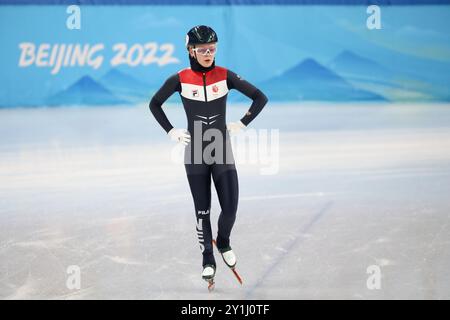 7. FEBRUAR 2022: Peking, China: Xandra Velzeboer aus den Niederlanden tritt im 500-m-Viertelfinale der Frauen auf der Strecke beim Peking 2022 an Stockfoto