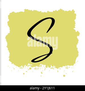 Buchstabe „S“ auf gelber Farbe, einfache Tapete des Buchstaben „s“ Stock Vektor