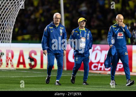 Almeria, Brasilien. September 2024. CURITIBA, BRASILIEN – 6. SEPTEMBER: Trainer Dorival Junior reagiert vor dem Qualifikationsspiel zur FIFA-Weltmeisterschaft 2026 in Südamerika zwischen Brasilien und Ecuador am 6. September 2024 im Major Antônio Couto Pereira in Curitiba, Brasilien. (Foto: Wanderson Oliveira/PxImages) Credit: PX Images/Alamy Live News Stockfoto