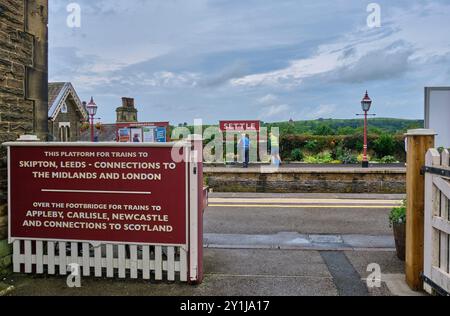 Settle Station an der Settle to Carlisle Railway Line, Settle, North Yorkshire Stockfoto