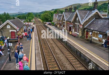 Settle Station an der Settle to Carlisle Railway Line, Settle, North Yorkshire Stockfoto