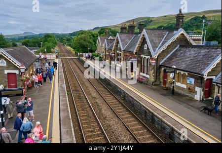 Settle Station an der Settle to Carlisle Railway Line, Settle, North Yorkshire Stockfoto