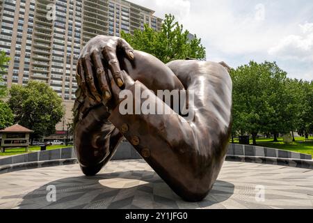 Die Embrace Skulptur im Boston Common Park zu Ehren von Dr. Martin Luther King und seiner Frau Coretta Scott King. Stockfoto