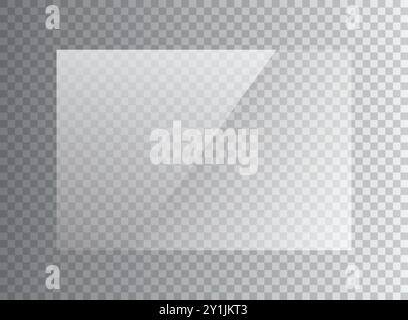 Glasplatte im flachen Stil. Realistische Fenstervektorillustration auf isoliertem Hintergrund. Klares Glas Schaufenster Schild Geschäftskonzept. Stock Vektor