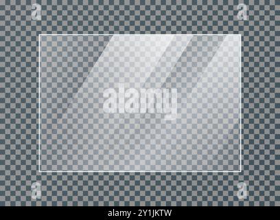 Glasplatte im flachen Stil. Realistische Fenstervektorillustration auf isoliertem Hintergrund. Klares Glas Schaufenster Schild Geschäftskonzept. Stock Vektor