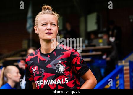 London, Großbritannien. September 2024. London - während eines Freundschaftsspiels in der Saison 2024/2025. Das Spiel findet am 7. September 2024 in London statt, wo Chelsea F.C. Women gegen Feyenoord V1 in Kingsmeadow ausgetragen wird. Credit: Box to Box Pictures/Alamy Live News Stockfoto