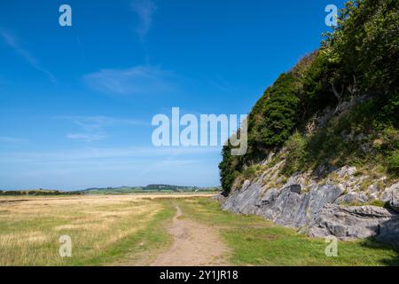 Humphrey Head am Rande der Morecambe Bay in der Nähe von Grange-over-Sands, Cumbria, England. Stockfoto