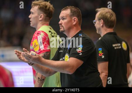 Misha Kaufmann (Trainer, ThSV Eisenach) GER, ThSV Eisenach gegen Fuechse Berlin, Handball, Daikin Handballbundesliga, 1.Spieltag, Spielzeit 2024/2025, Samstag, 07.09.2024, 20.00Uhr, Thüringen Foto: Eibner-Pressefoto/Martin Herbst Stockfoto