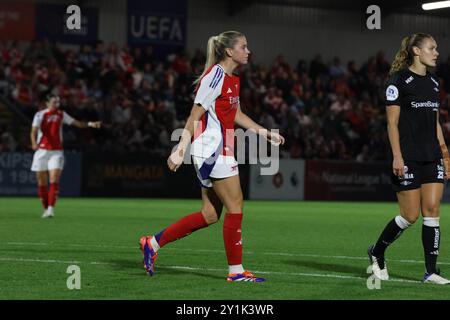 Borehamwood, Großbritannien. September 2024. Meadow Park, England, 7. September 2024: Alessia Russo (23 Arsenal) während des Spiels der UEFA Champions League Runde 1 zwischen Arsenal und Rosenborg im Meadow Park Stadium, Borehamwood, London, England am Samstag, 7. September 2024. (Bettina Weissensteiner/SPP) Credit: SPP Sport Pressefoto. /Alamy Live News Stockfoto