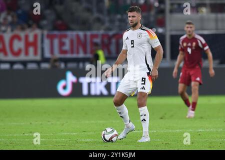 Düsseldorf, Deutschland. September 2024. Fußball UEFA Nations League Deutschland - Ungarn am 07.09.2024 in der Merkur Spiel-Arena in Düsseldorf Niclas Füllkrug ( Deutschland ) die DFB-Vorschriften verbieten die Verwendung von Fotografien als Bildsequenzen und/oder Quasi-Video. Foto: Revierfoto Credit: ddp Media GmbH/Alamy Live News Stockfoto