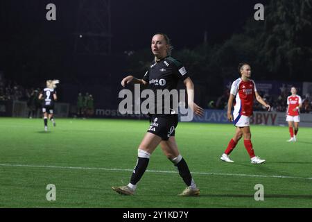 Borehamwood, Großbritannien. September 2024. Meadow Park, England, 7. September 2024: Hanna Dahl (20 Rosenborg) während des Spiels der UEFA Champions League Runde 1 zwischen Arsenal und Rosenborg im Meadow Park Stadium, Borehamwood, London, England am Samstag, 7. September 2024. (Bettina Weissensteiner/SPP) Credit: SPP Sport Pressefoto. /Alamy Live News Stockfoto