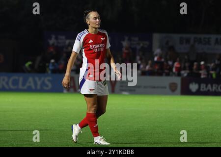 Borehamwood, Großbritannien. September 2024. Meadow Park, England, 7. September 2024: Caitlin Foord (19 Arsenal) während des Spiels der UEFA Champions League Runde 1 zwischen Arsenal und Rosenborg im Meadow Park Stadium, Borehamwood, London, England am Samstag, 7. September 2024. (Bettina Weissensteiner/SPP) Credit: SPP Sport Pressefoto. /Alamy Live News Stockfoto