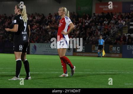 Borehamwood, Großbritannien. September 2024. Meadow Park, England, 7. September 2024: Stina Blackstenius (25 Arsenal) während des Spiels der UEFA Champions League Runde 1 zwischen Arsenal und Rosenborg im Meadow Park Stadium, Borehamwood, London, England am Samstag, 7. September 2024. (Bettina Weissensteiner/SPP) Credit: SPP Sport Pressefoto. /Alamy Live News Stockfoto