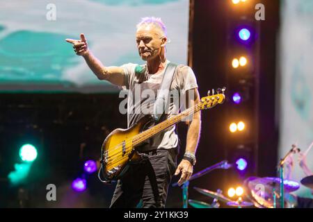 Preston, England, 7. September 2024. Sting als Headliner auf der Hauptbühne bei BBC Radio 2 im Park in Preston. Quelle: Izzy Clayton/Alamy Live News Stockfoto