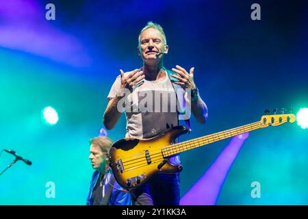 Preston, England, 7. September 2024. Sting als Headliner auf der Hauptbühne bei BBC Radio 2 im Park in Preston. Quelle: Izzy Clayton/Alamy Live News Stockfoto