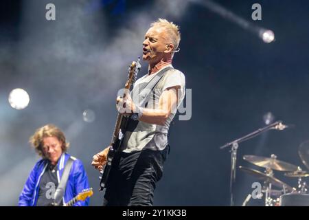 Preston, England, 7. September 2024. Sting als Headliner auf der Hauptbühne bei BBC Radio 2 im Park in Preston. Quelle: Izzy Clayton/Alamy Live News Stockfoto