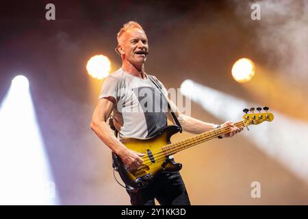 Preston, England, 7. September 2024. Sting als Headliner auf der Hauptbühne bei BBC Radio 2 im Park in Preston. Quelle: Izzy Clayton/Alamy Live News Stockfoto