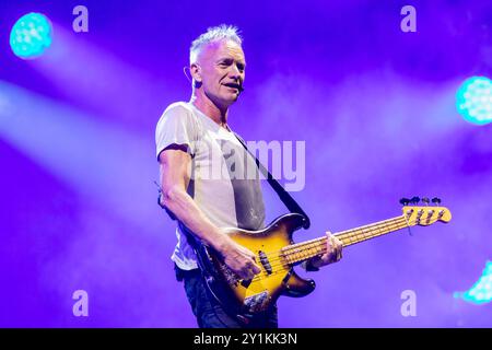 Preston, England, 7. September 2024. Sting als Headliner auf der Hauptbühne bei BBC Radio 2 im Park in Preston. Quelle: Izzy Clayton/Alamy Live News Stockfoto