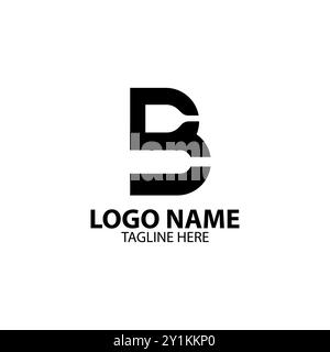 Buchstabe B mit Glas- und Flaschenlogo-Design-Vektor Stock Vektor