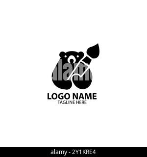 Bär umarmt Pinsel Logo Design Vektor Stock Vektor