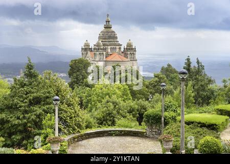 Blick auf das Heiligtum des Heiligen Herzens Jesu, die Kirche Santa Lucia, Viana do Castelo, Minho, Portugal, Europa Stockfoto