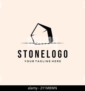 Stein Logo Linie Kunst Minimalistische Vektor Illustration Vorlage Design, Balance Stein Logo Design Stock Vektor