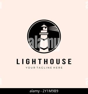 Leuchtturm Logo Vorlage Illustration Design Vektor Stock Vektor