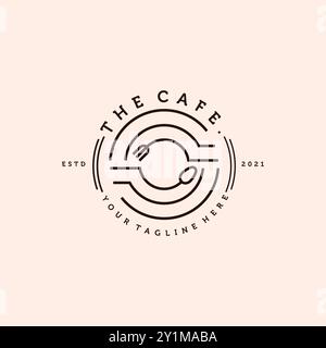 Cafe Einfaches Modernes Logo Vektor Illustration Design. Restaurant Mit Schlichtem, Minimalistischem Logo-Design. Stock Vektor