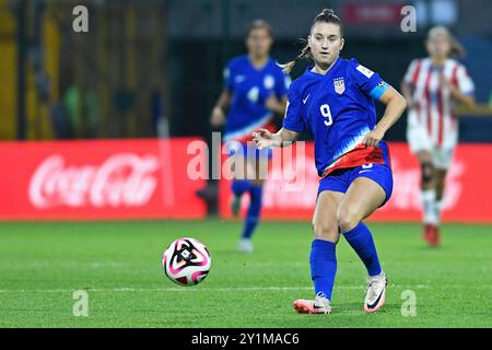 Bogota, Kolumbien. September 2024. Ally Sentnor aus den Vereinigten Staaten, während des Spiels zwischen den Vereinigten Staaten und Paraguay, für die dritte Runde der Gruppe C der FIFA U-20-Frauen-Weltmeisterschaft Kolumbien 2024, im Estadio Metropolitano de Techo, diesen Samstag 07. 30761 (Julian Medina/SPP) Credit: SPP Sport Press Photo. /Alamy Live News Stockfoto