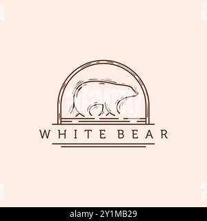 Bär, Eisbär, Weißer Bär Linie Kunst Logo Vektor Illustration Design. Handgezeichnetes Eisbär-Logo-Design. Einfache Moderne Minimalistische Whit Stock Vektor