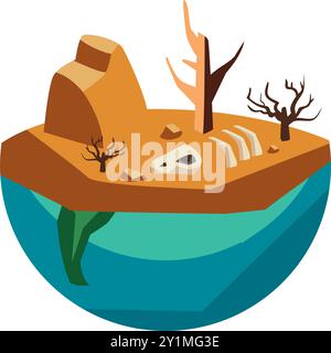 Dürre und Risse im Boden infolge des Klimawandels Stock Vektor