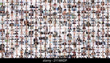 Verschiedene Menschen Gesicht Oder Avatar Portrait Collage Stockfoto