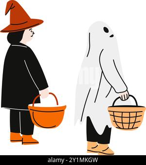 Kinder in Halloween Kostümen Vektor Stock Vektor