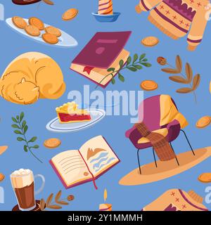 Gemütliche Herbstillustration mit Büchern Stock Vektor