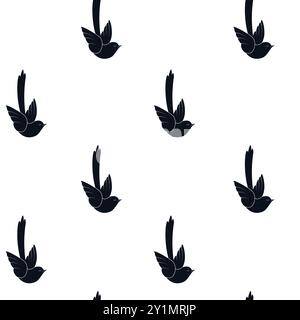 Flying Birds Black White Pattern Stock Vektor