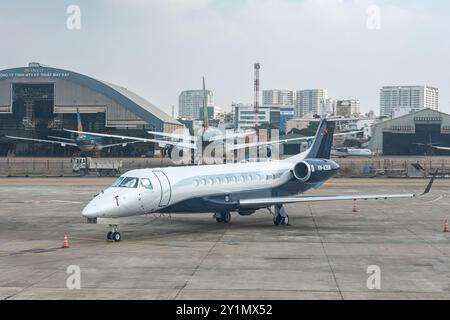 Ein Embraer EMB-135BJ Legacy 600 von Vietstar Airlines am internationalen Flughafen Tan Son Nhat. Embraer Legacy 600 mit der Regie VN-A268 des Privateigentümers in Ho Stockfoto