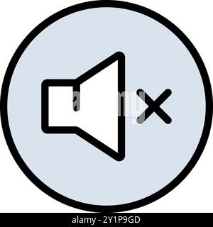 Farbsymbol für Einstellung des lautlosen Audiomodus. Lautstärkeregelung. Benachrichtigungen stummschalten. Einfaches Stilschild für mobiles Konzept und Webdesign. Stock Vektor