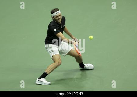 Taylor Fritz aus den USA am 12. Tag des Grand Slam-Tennisturniers 2024 am 6. September 2024 im USTA Billie Jean King National Tennis Center in New York, USA Stockfoto