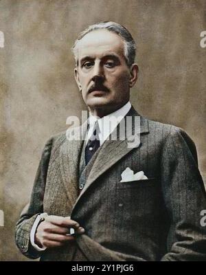 Porträt von Giacomo Puccini (1858-1924), italienischer Komponist - 1924 Photo colorié ultérieurement - spätere Färbung. Digital coloriertes Bild Stockfoto