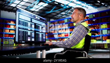 Lagerbestandsverwaltung Auf Dem Bürocomputer. Lieferanten- Und Distributionssoftware Stockfoto