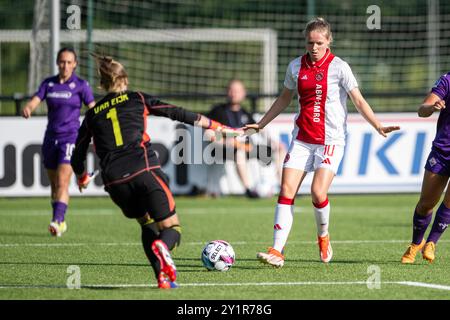 Broendby, Dänemark. September 2024. Nadine Noordam (10) von Ajax wurde während des Qualifikationsspiels zwischen Ajax und Fiorentina in Bane 2 in Broendby gesehen. Quelle: Gonzales Photo/Alamy Live News Stockfoto