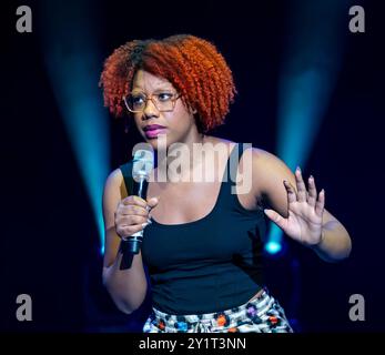 Black American Stand Up Comedian Edinburgh Festival Fringe, Schottland, Großbritannien Stockfoto