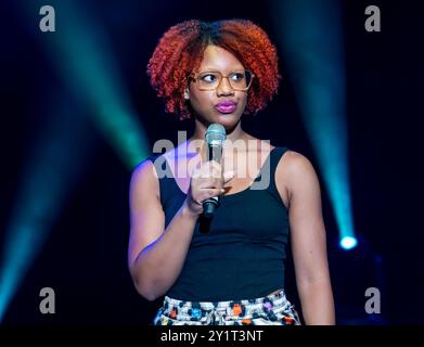 Black American Stand Up Comedian Edinburgh Festival Fringe, Schottland, Großbritannien Stockfoto