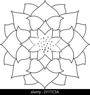 mandala mit Lotusblüten und anderen Wasserpflanzenformen zum Ausmalen von Büchern. mandala Linie Kunst Vektor Illustration für Mehndi, Tattoo, Yoga Logo Stock Vektor